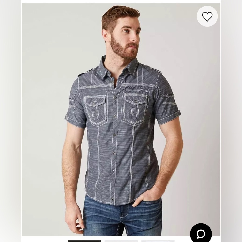 Buckle Black Men’s Wabash River Stretch Shirt Buttons Large Standard Fit